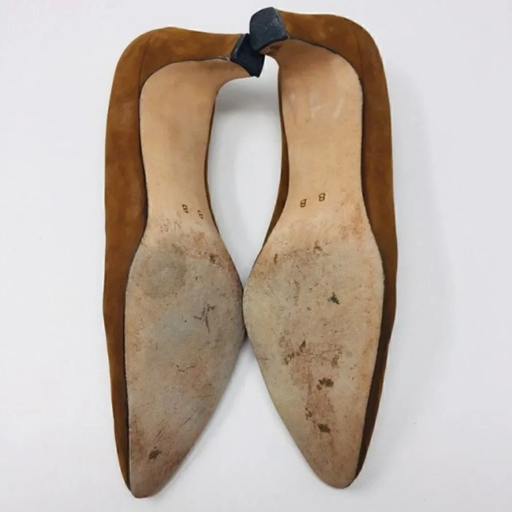 Escada vintage brown suede leather heels 8B